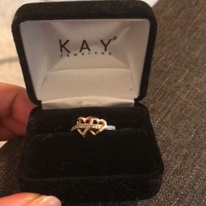 White/Rose Gold Heart Ring